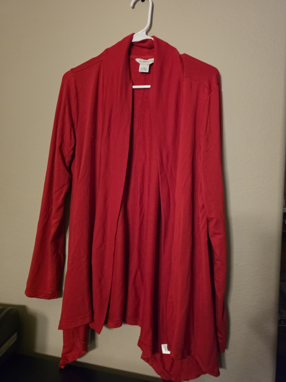 Liz Claiborne Bright Red Open-Front Draped Cardigan